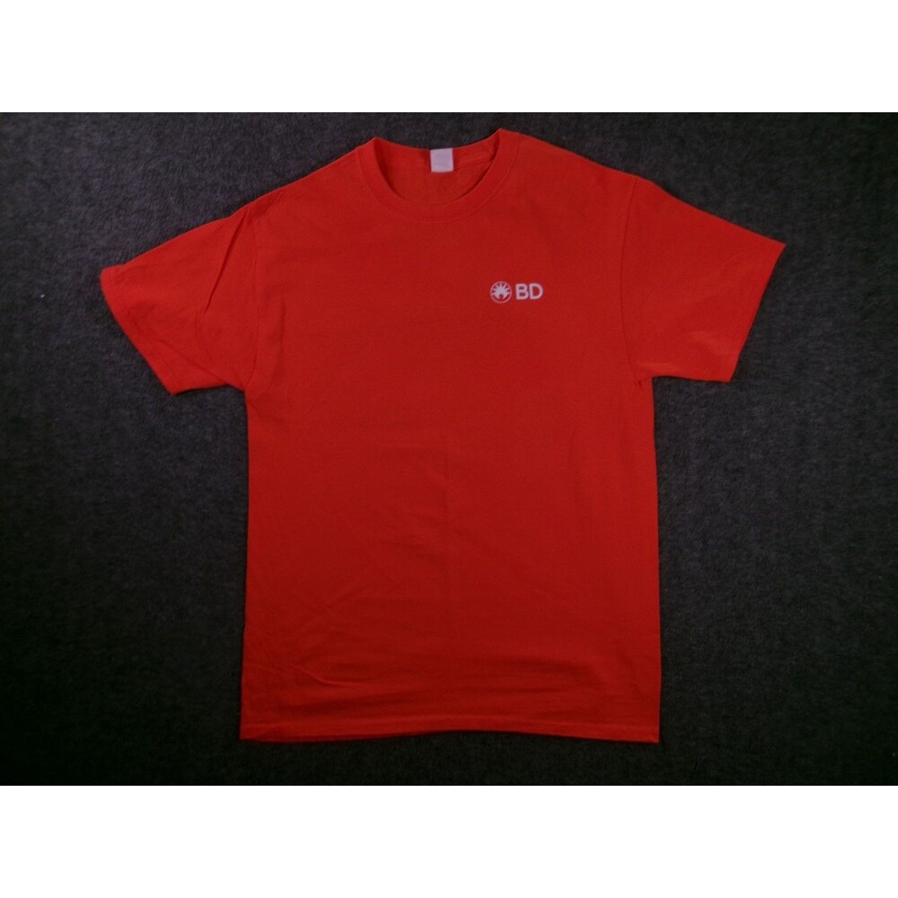 Becton Dickinson Shirt Mens M Orange BD Volunteer Short Sleeve Logo Crew